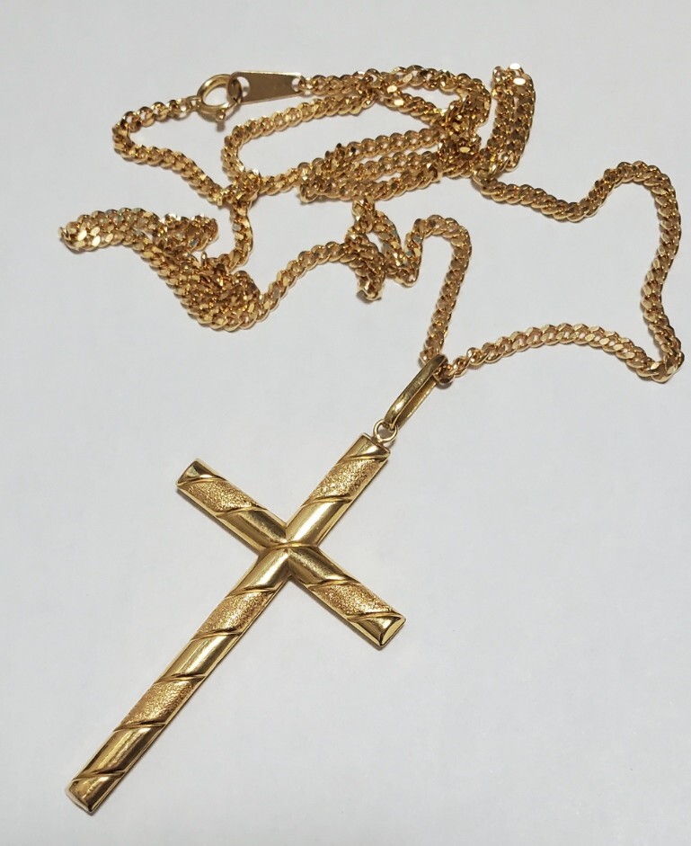 K18刻印 18金 十字架 リバーシブル ペンダントトップ ネックレス 男女兼用 50㎝ 12,7g 美品拍卖