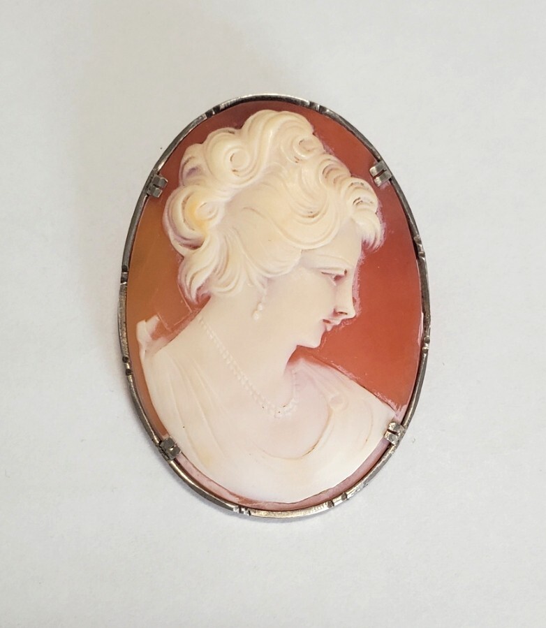 SILVER シルバー刻印 カメオ ペンダントトップ ブローチ レディース アクセサリー 9,2g アンティーク拍卖