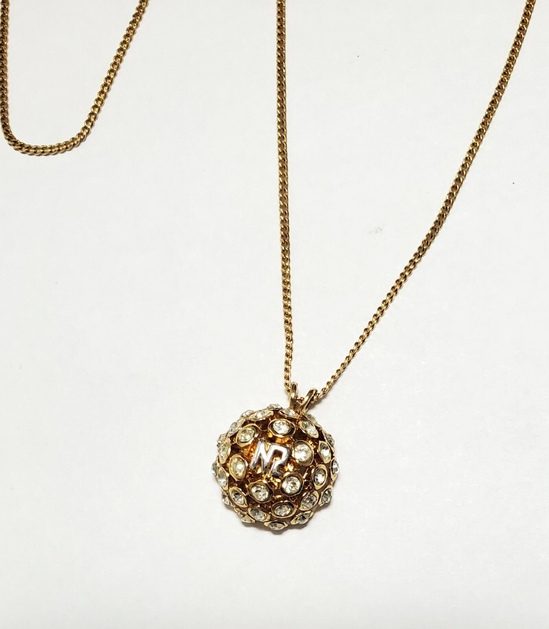 ●NINA RICCI●ラインストーン ペンダントトップ ネックレス レディース アクセサリー 41㎝ 5,3g きれいめ拍卖