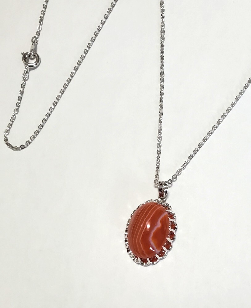 銀メッキ 天然石 ペンダントトップ ネックレス レディース アクセサリー 45㎝ 4,8g 美品拍卖