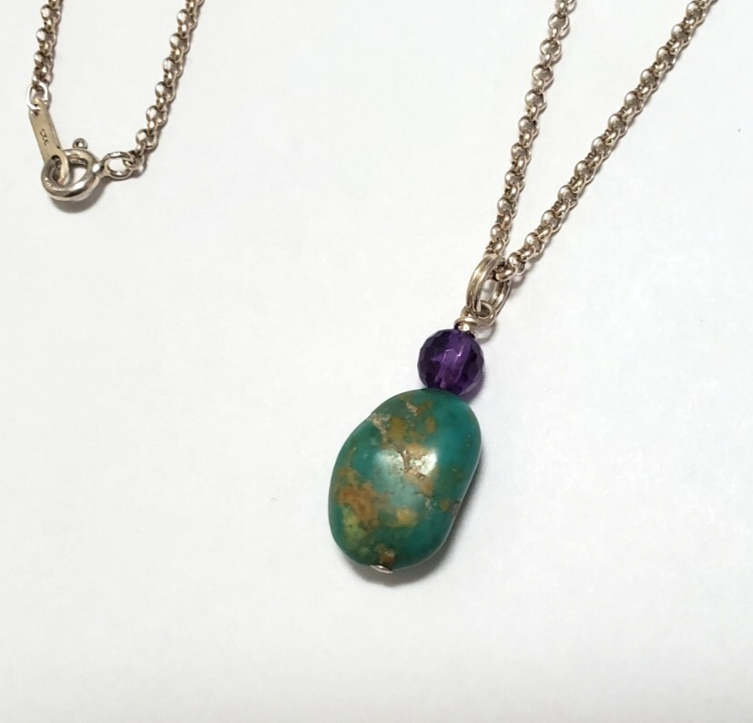 SILVER 925 シルバー925刻印 カラーストーン アメジスト ペンダントトップ レディース アクセサリー 60,5㎝ 7g 美品拍卖