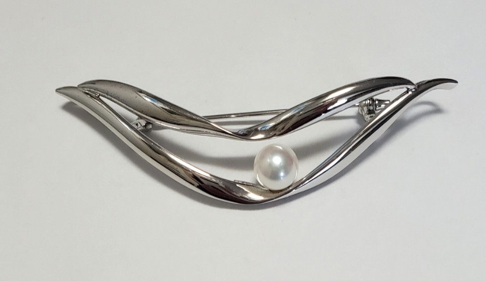 SILVER シルバー刻印 本真珠 大粒 パール ブローチ ペンダントトップ レディース アクセサリー 7g 美品拍卖
