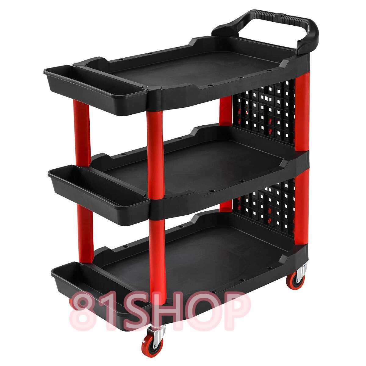 「81SHOP」ツールワゴン 3層式 ツールキャビネット 樹脂 ツールトロリー ツール台車 総耐荷重200kg 軽量 運搬台車 工具収納ワゴン拍卖