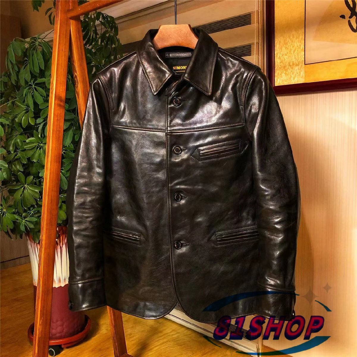 「81SHOP」1.6mm 北欧産フルグレインホースハイド 30's カーコート ブラック L(38) サイズ選択可 ドライビング グランメゾン東京 レザー 茶拍卖