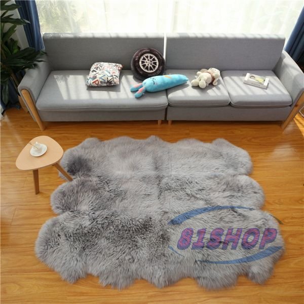 「81SHOP」特売!人気美品★天然 ムートン ラグ リビング/ベッドルーム 6P/150*200 羊毛ラグマット シートマット拍卖