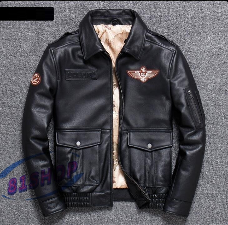 「81SHOP」特売!レザージャケット 上品 ファー襟付き 本革 牛革 刺繍 ライダースジャケット フライトジャケット革ジャンS~5XL黒拍卖