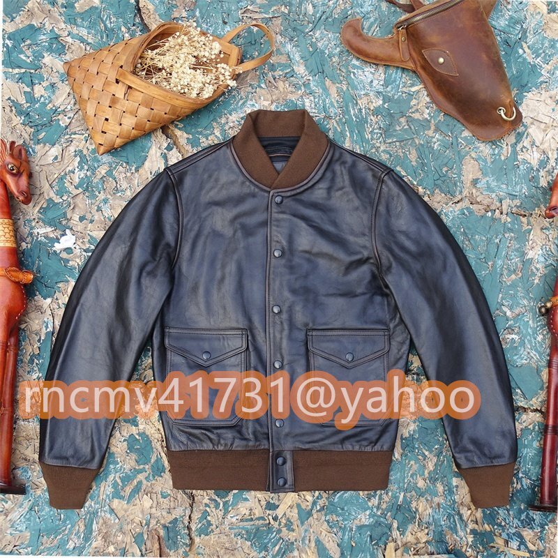 「81SHOP」メンズ 革ジャン TYPE A-1フライトジャケット 最上級 馬革 レザージャケット ライダース 本革 茶芯 バイクウエア ブルゾン S~4XL拍卖