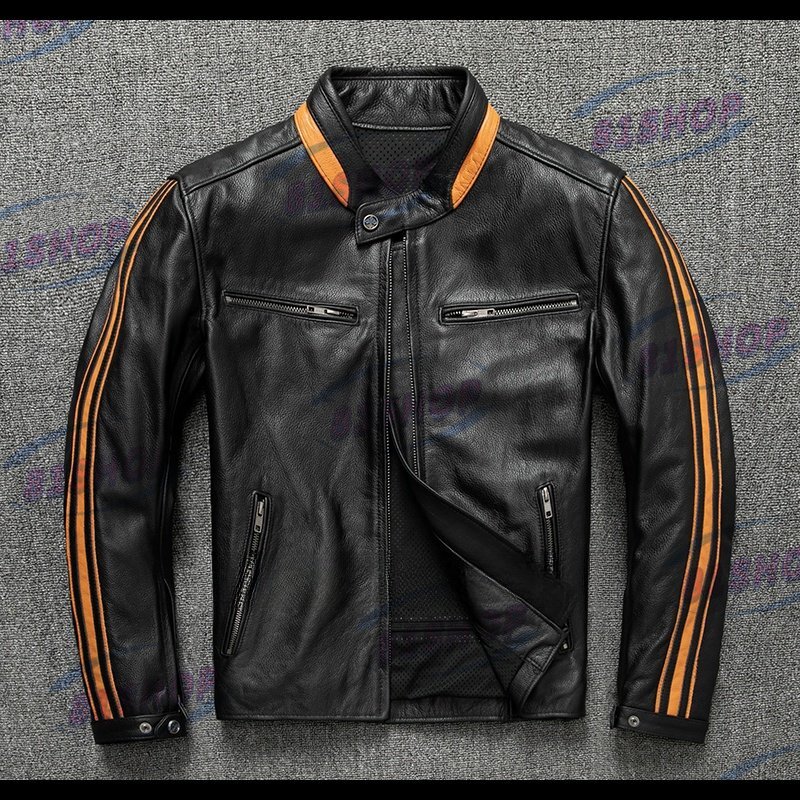 「81SHOP」美品■メンズ 革ジャン レザージャケット 最上級 牛革 スタンドカラー ライダース バイクウエア オートバイ ブルゾン 本革 S~5XL拍卖