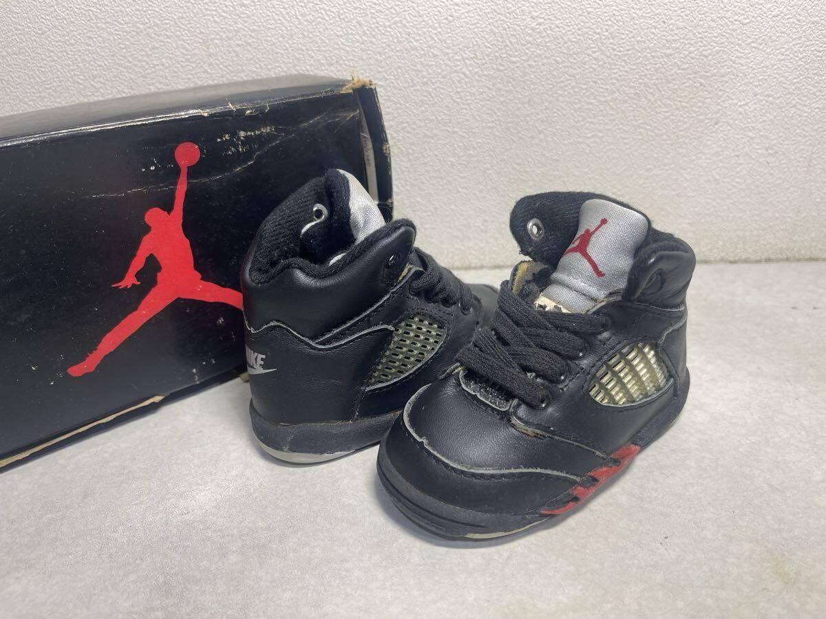 BABY JORDAN 5 ベビージョーダン 5 90年製オリジナル BK x SILVER US3 9cm 未使用 DEADSTOCK拍卖