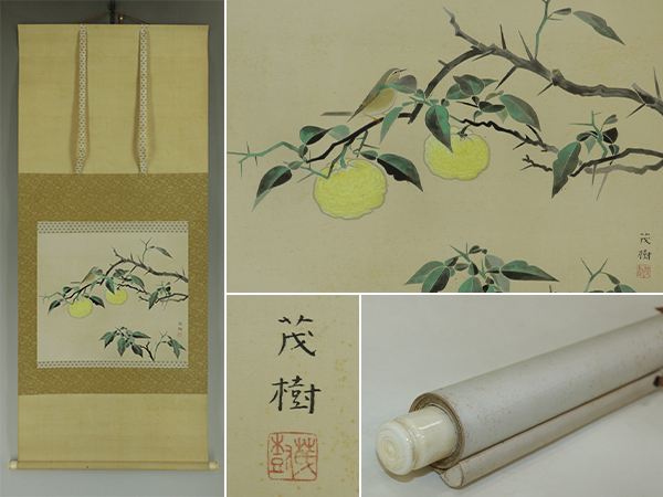 【模写】黒光茂樹【柚子】◆絹本◆合箱◆掛軸 111139拍卖