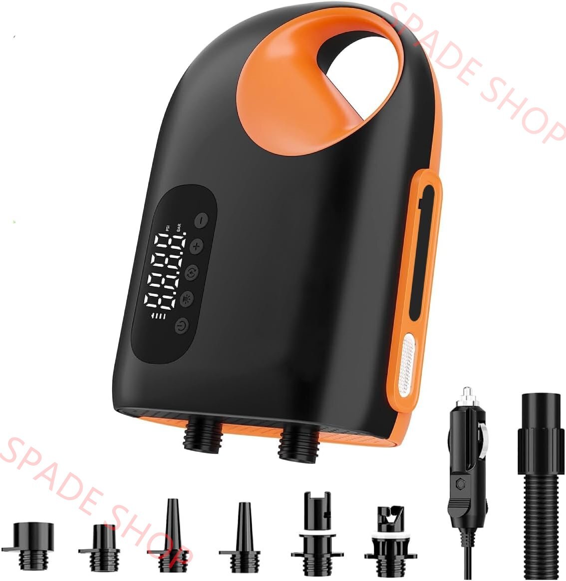 SUPポンプ 20PSI電動パドルボードポンプ SUP用電動エアーポンプ 空気入れ 空気抜き 両対応 6種類のノズル付き 12V DC車コネクタ&Type-C対応拍卖