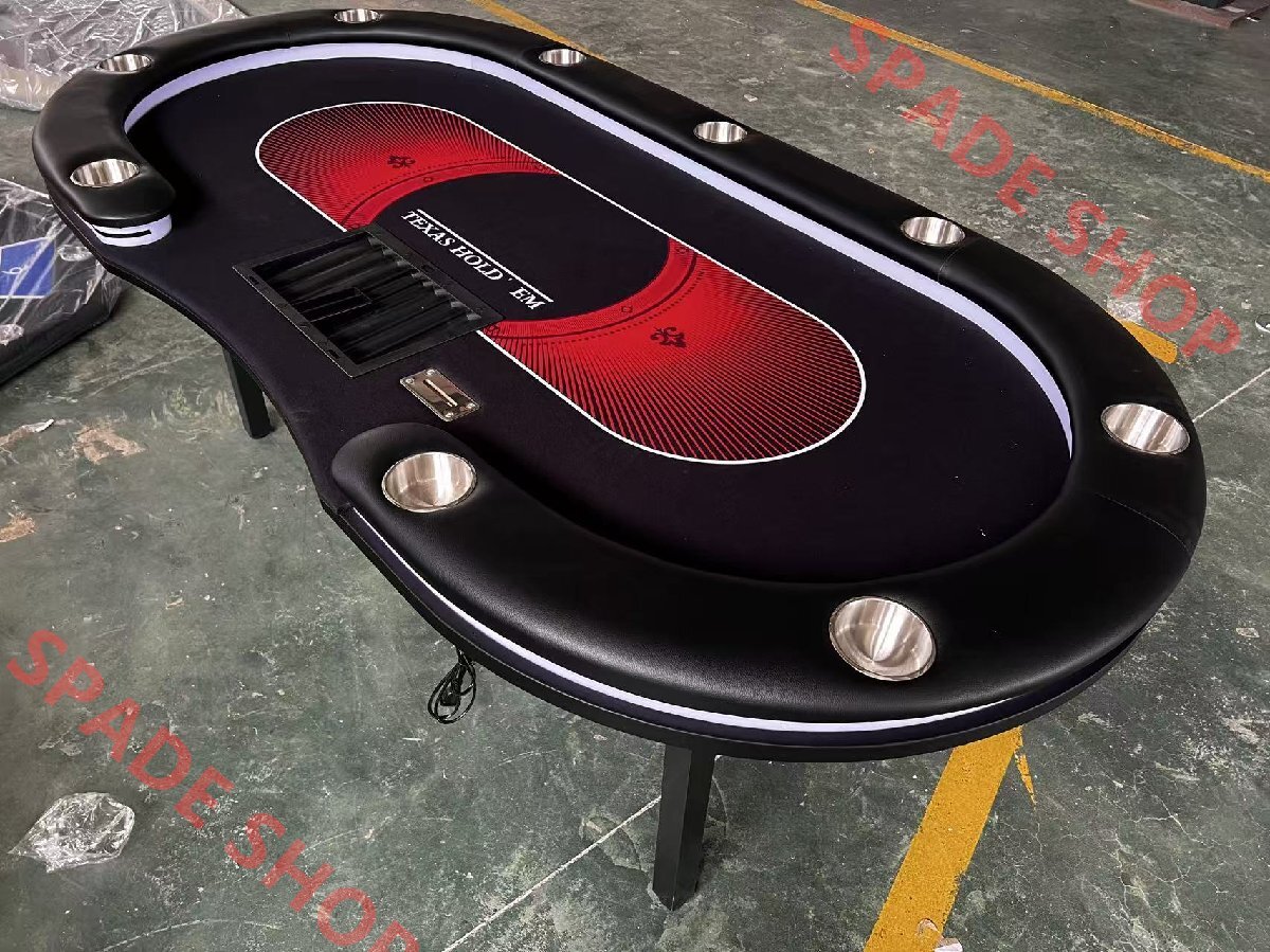 超豪華 10人用 ポーカーテーブル 楕円形 ホールデムサイコロ カジノ テキサスホールデム カップホルダー付き213*106cm拍卖