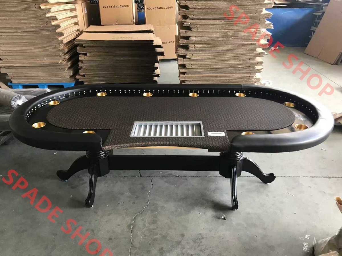 超豪華 10人用 ポーカーテーブル プライベートカスタム 楕円形 ホールデムサイコロ カジノ テキサスホールデム カップホルダー付き 213x106拍卖