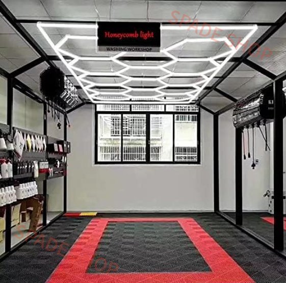 ガレージ 照明 led プロの自動車美容ハニカム ライト/ガレージ照明 Led 天井六角ライト車のショー ルーム2.4*4.8m拍卖