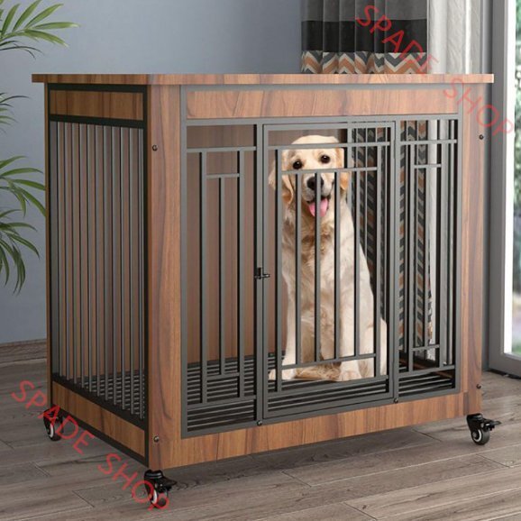 木製 犬 ケージ 無垢材 ゲージ キャスター付き ペットサークル 大型犬 犬小屋 屋内 ペットケージ サークル 組み立てが簡単 (81x53x66CM)拍卖