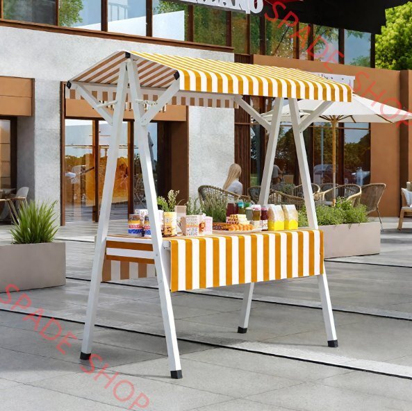 屋台ブース 折りたたみ式屋台 仮設屋台セット 鉄製 軽量 耐荷重150kg 収納便利 多機能 ファーマーズマーケット出店イベント 120x60x200cm拍卖