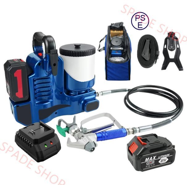 500W コードレスエアレススプレー機、1.1L/分高圧塗装機、1*21Vリチウム電池付き、6速度調整可能/1.2Lホッパー/最大圧力15Mpa、住宅塗装機拍卖