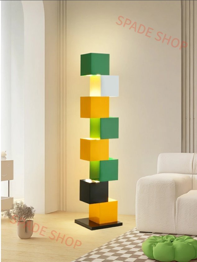 アートキューブ リビングフロアランプ ソファ横 高級感のある デザイナーズ カラフル ベッドルーム雰囲気照明(さんしょくとう)拍卖