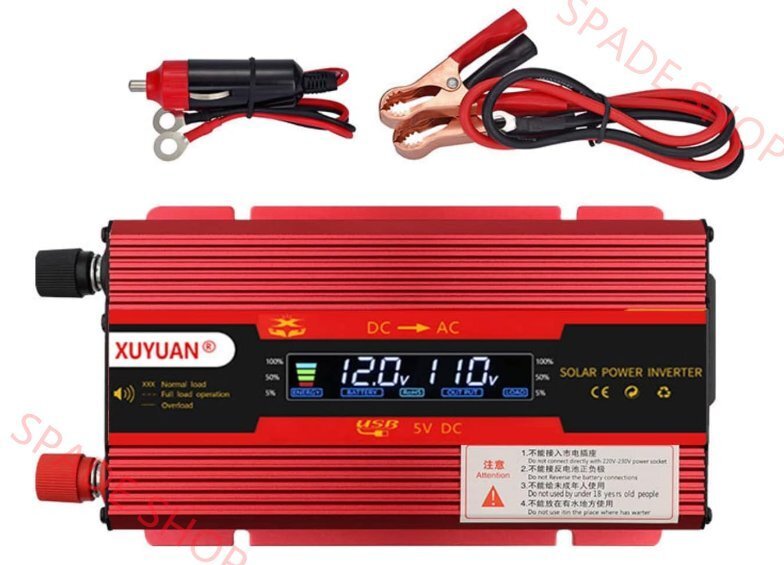 高品質 純正弦波パワーインバーター(ピーク3000w)カーコンバーターDC 12V / 110V 、キャンプ、旅行、車のUSB接続付き(12V to 110V)拍卖