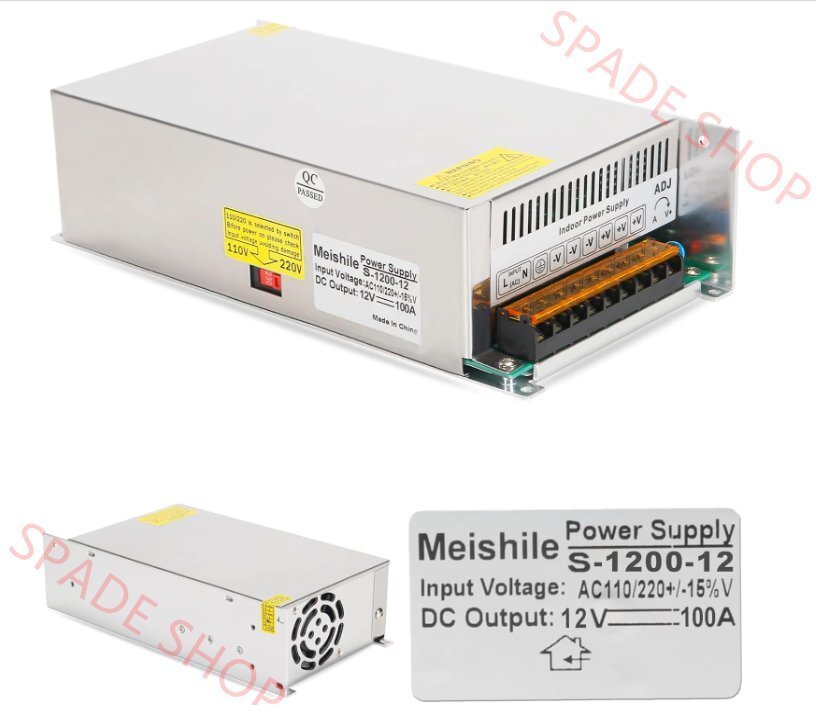 12V 100A 1200W DCスイッチング電源アダプター PSU AC-DC 12ボルト 産業用変圧器コンバーター 0-80/50アンペア LEDドライブランプメーター拍卖