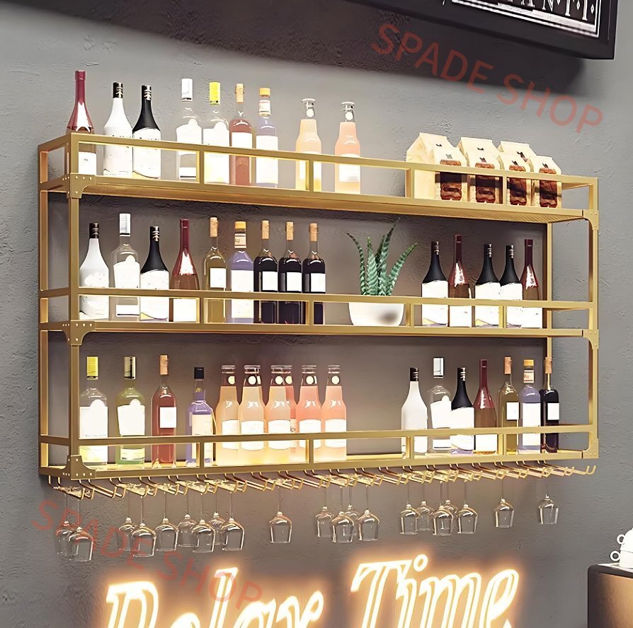 酒棚 金属製 ワインラック 酒棚 ボトルラック ウイスキー棚 壁掛けアイアンワインラック 酒ラック ボトルスタンド 酒 棚壁掛け式拍卖
