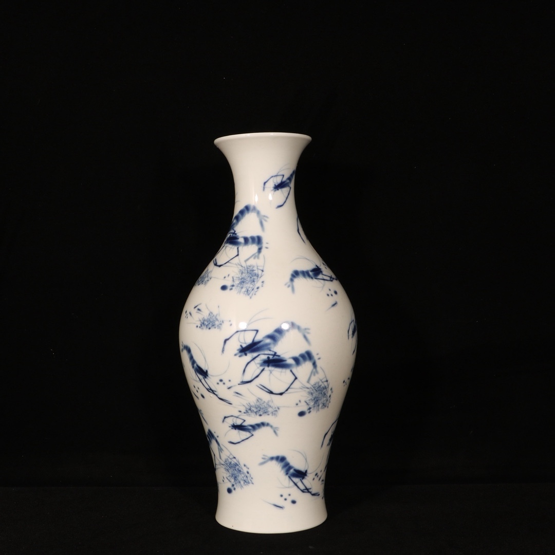 清時代 雍正 青花 染付 橄欖瓶 唐物 箱付き 陶磁器 中国美術 古美術 置物 骨董品 高さ30.5cm 直径14cm RG113拍卖