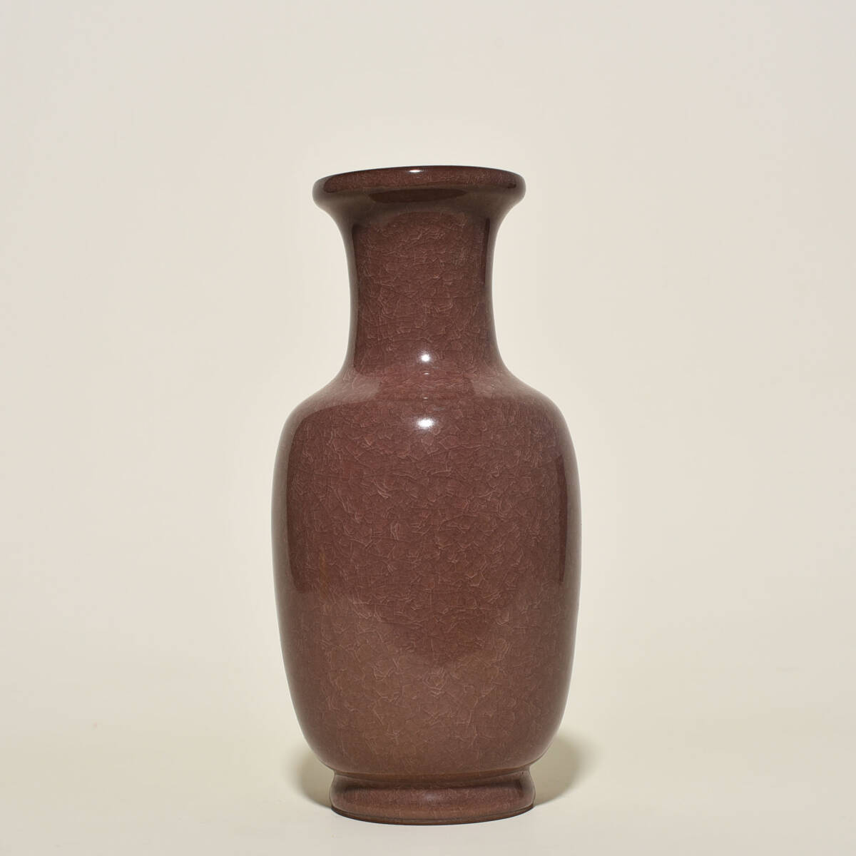 宋 官窯 紫紅釉 冰裂文盤口瓶 唐物 箱付き 陶磁器 中国美術 古美術 置物 骨董品 H71拍卖