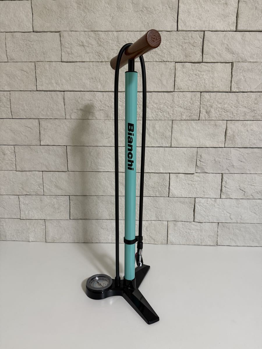 【美品】Bianchi/ビアンキ フロアポンプ/空気入れ 圧力計付 仏式 チェレステ【ロードバイク/クロスバイクに】拍卖