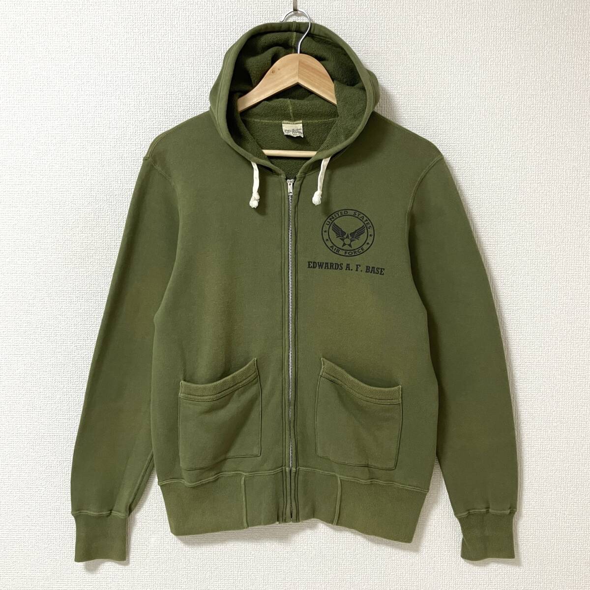 Buzz rickson's US AIR FORCE スウェット ジップ パーカー パチポケ カーキ Mサイズ 東洋 バズリクソンズ エアフォース フーディ 5080024拍卖