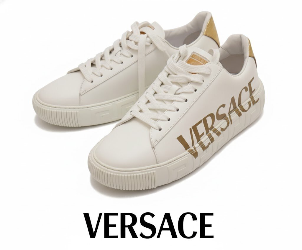 VERSACEヴェルサーチェ新品メンズスニーカー靴 43箱付112200円伊製28.5程度ロゴ拍卖