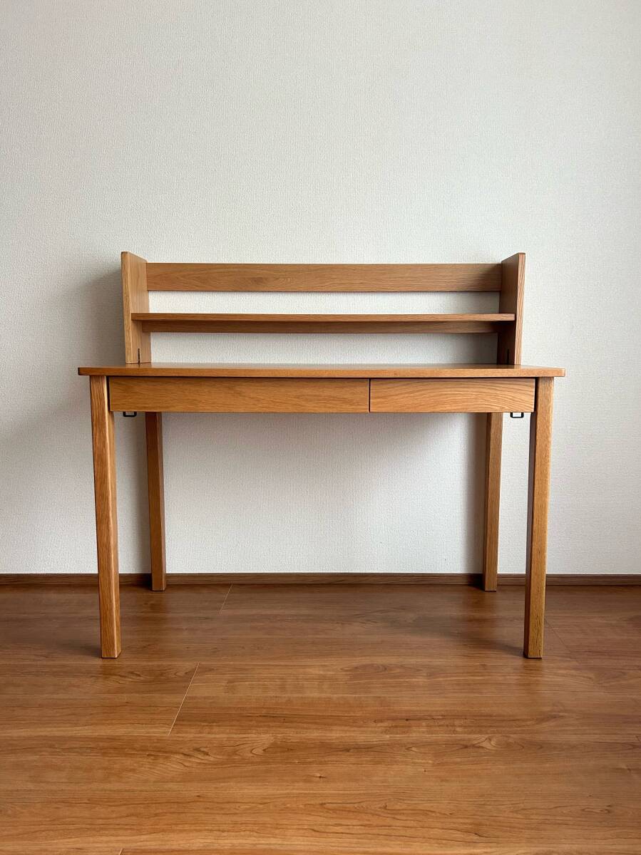 MUJI 無印良品 オーク材 木製デスク 上置き棚付き|平机 北欧 ワーク 学習 本棚 引き出し キャビネット 作業台 カリモク アクタス IDEE拍卖
