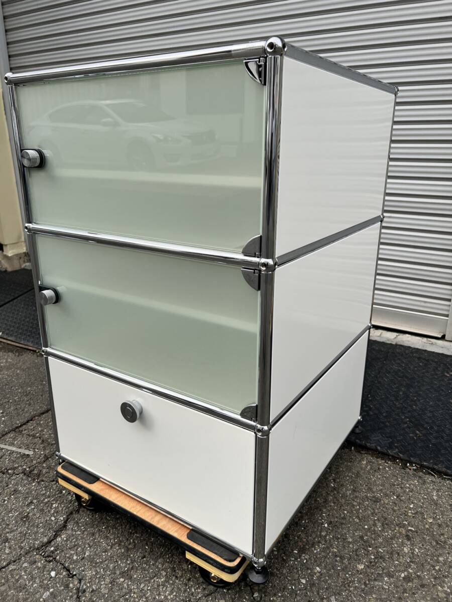 (JT2510)美品 USM Hallerハラー システム 3段 キャビネット ピュアホワイトUSED 高さ795×幅520×奥行520㎜拍卖