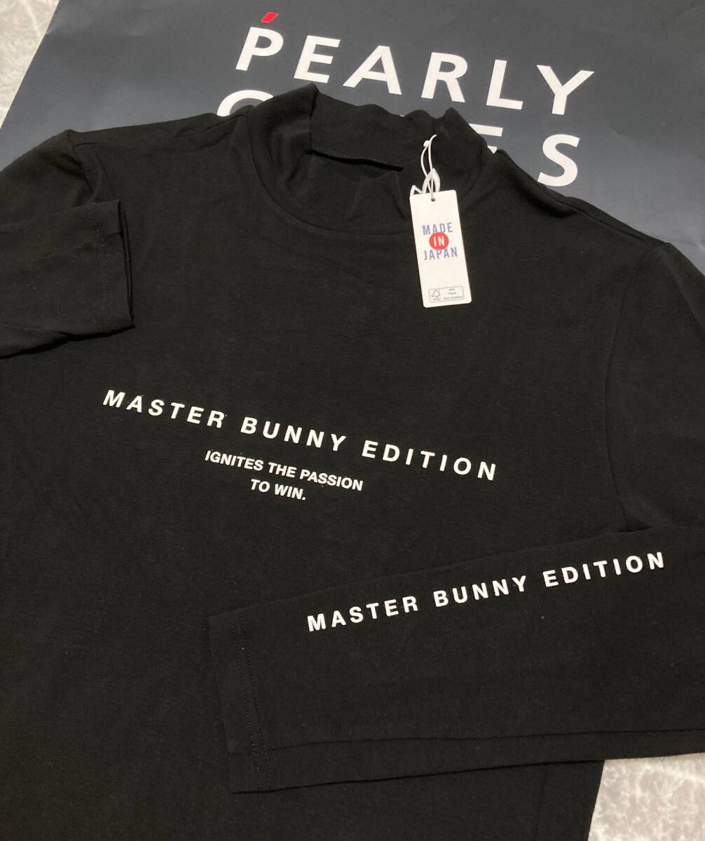 新品 パーリーゲイツ マスターバニー デュアルウォームベア天 モックネックシャツ(6)サイズLL/黒 MASTER BUNNY拍卖