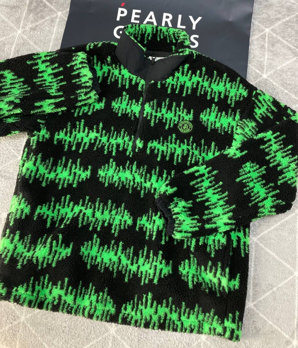 新品 パーリーゲイツ ジャックバニー 先染めボア ハーフジップアッププルオーバー(5)サイズL/緑 JACK BUNNY拍卖