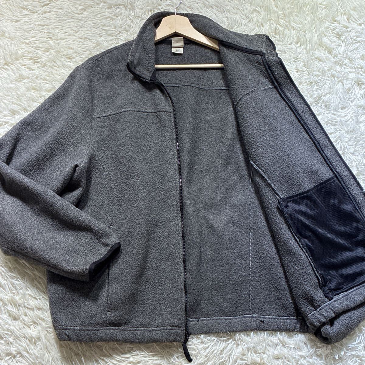 極美品/Lサイズ◎アルマーニエクスチェンジ ARMANI EXCHANGE フリース ジャケット ブルゾン グレー ロゴ アウター メンズ 秋冬 拍卖