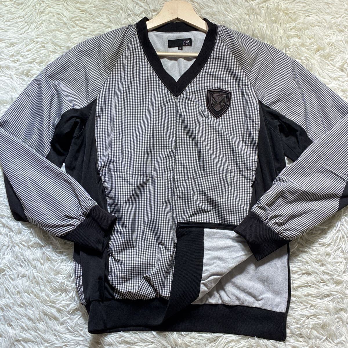 美品◎23区SPORT ナイロンジャケット ロゴ ワッペン チェック グレー M メンズ ゴルフ ウェア スポーツ 拍卖