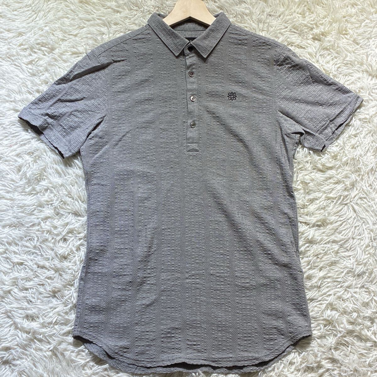 美品/Lサイズ◎St ANDREWS セントアンドリュース 半袖 ポロシャツ グレー ワンポイント 刺繍 メンズ 吸水速乾 ゴルフ スポーツ ウェア拍卖