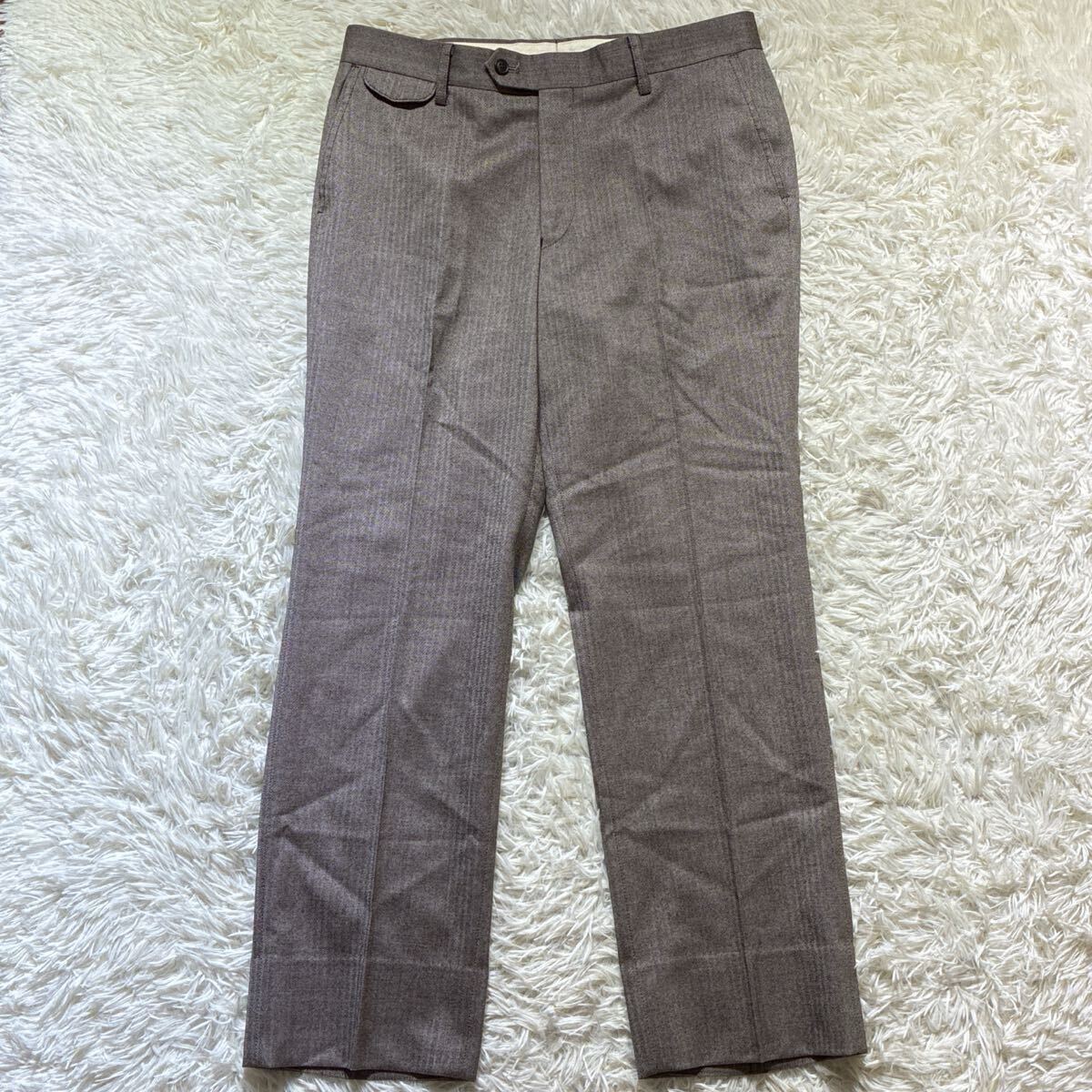 極美品/W34◎JOSEPH ABBOUD ジョセフアブード パンツ スラックス ワイドパンツ センタープレス ウール 毛 34 メンズ 紳士服拍卖