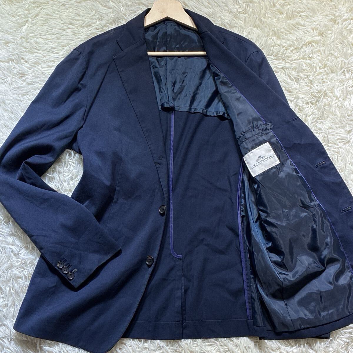 美品/XL相当◎MEN'S MELROSE メンズメルローズ テーラードジャケット 紺 ネイビー アンコン パイピング 薄手 サイズ5 メンズ ビジネス拍卖