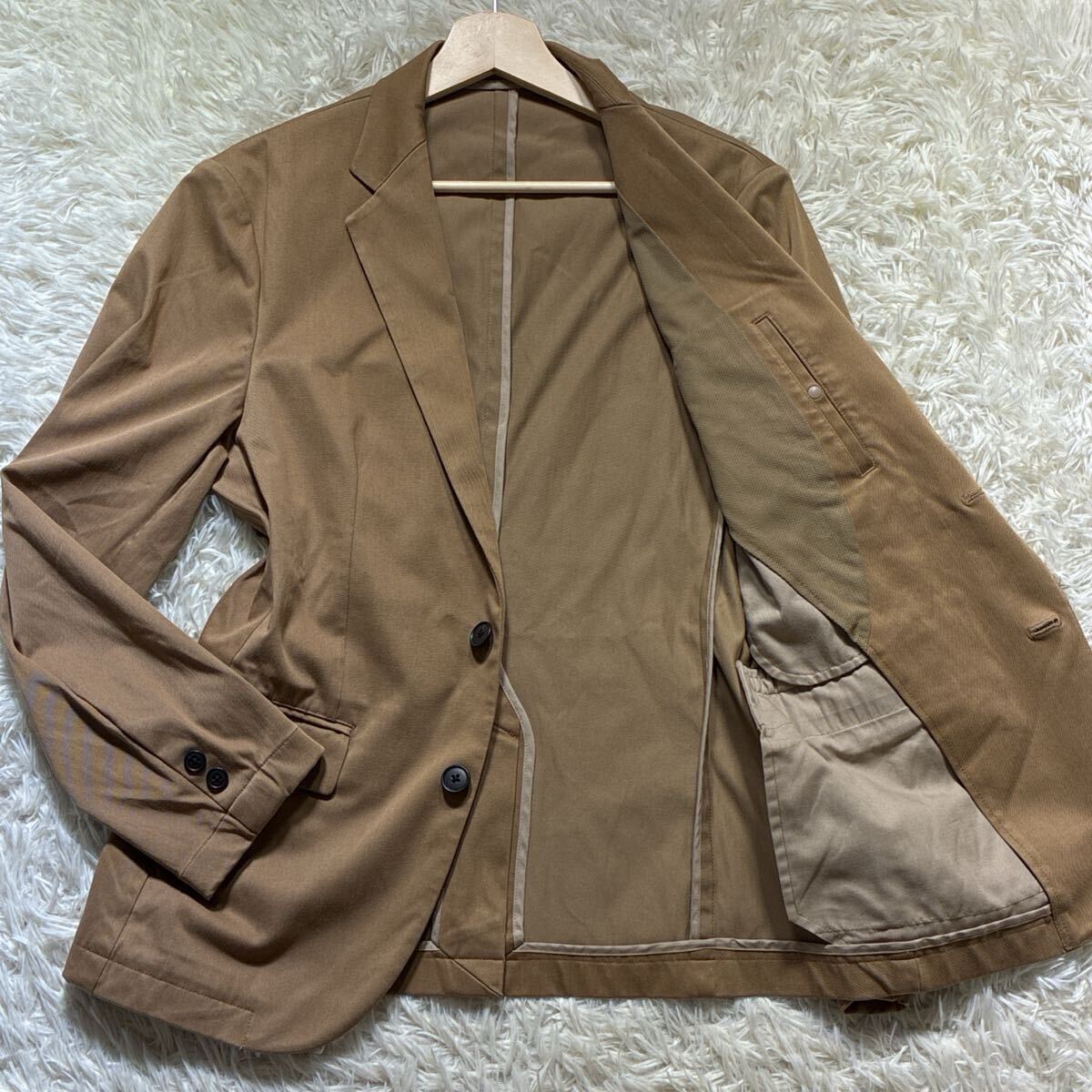 極美品◎グリーンレーベルリラクシング テーラードジャケット アンコン ストレッチ ベージュ パイピング メンズ ビジネス カジュアル拍卖