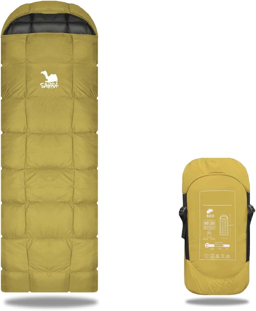 寝袋 ダウン シュラフ 封筒型 冬用 最低使用温度 -25℃ コヨーテ 新品拍卖