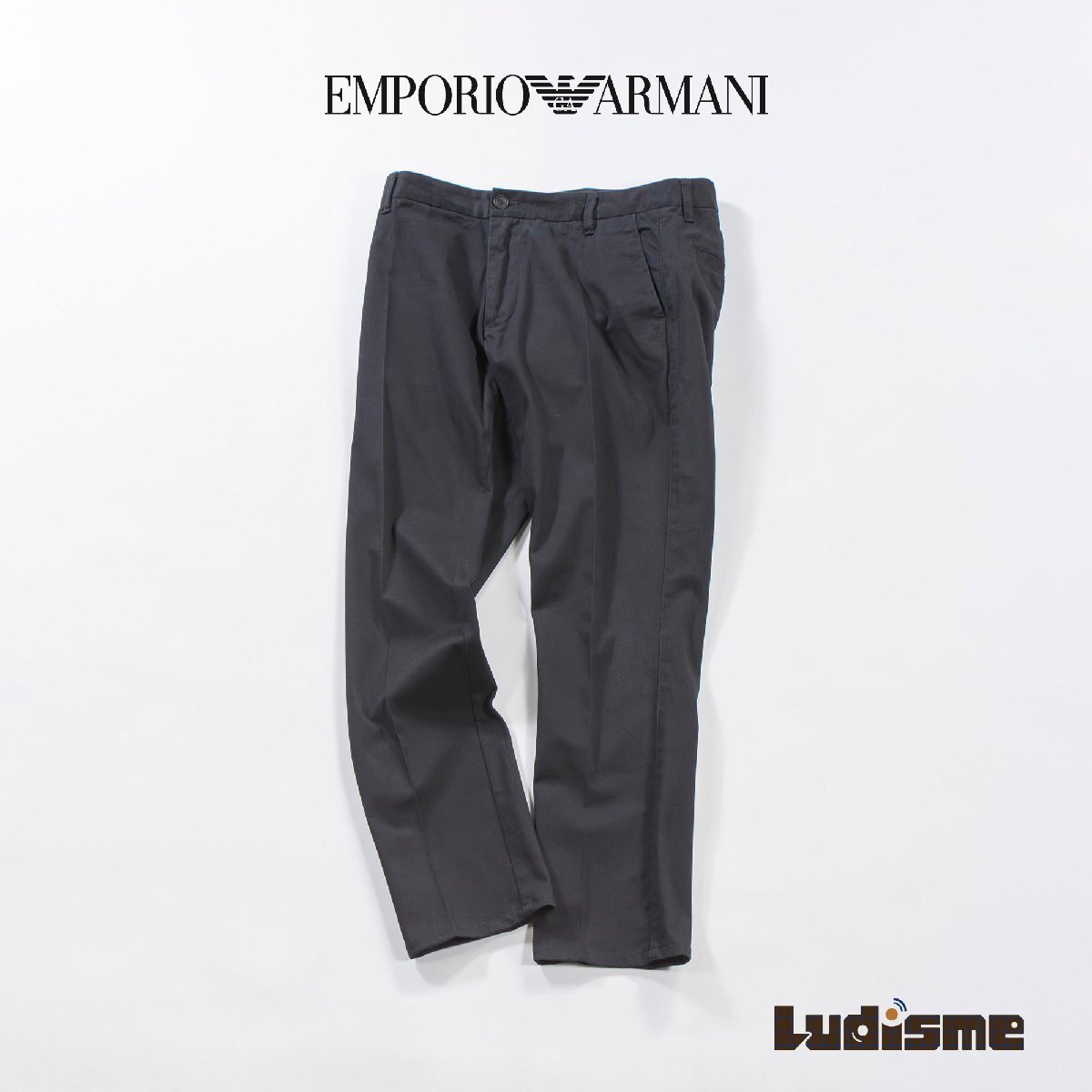 アルマーニ EMPORIO ARMANI チノパンツ センタープレス ノータック ブラック 48 トラウザー メンズボトムス メンズパンツ拍卖