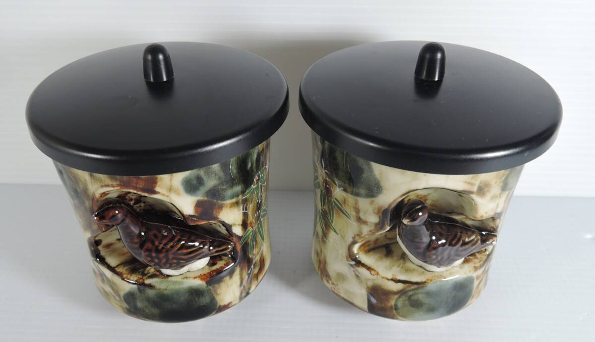 ☆26H 昭和レトロ■立山・黒部アルペンルート 雷鳥・ライチョウ ペア湯飲み 陶器製■拍卖