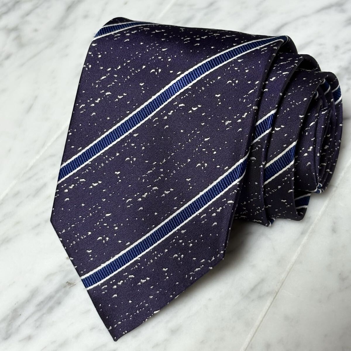 【美品】 999円~ Ermenegildo Zegna ネクタイ ストライプ パープル (R8)拍卖
