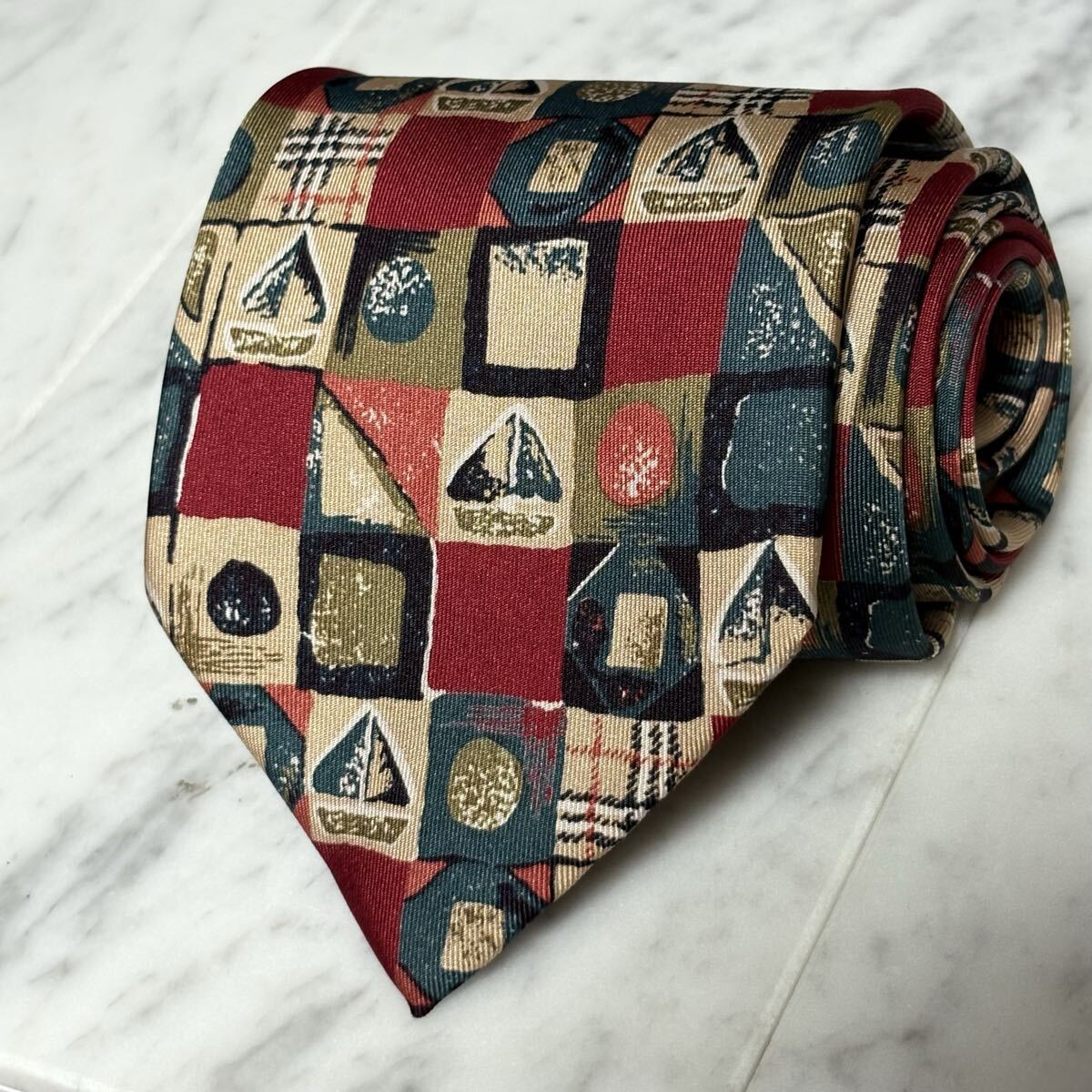 【美品】 999円~ BURBERRY ネクタイ レッド ノバチェック マルチカラー (R8)拍卖