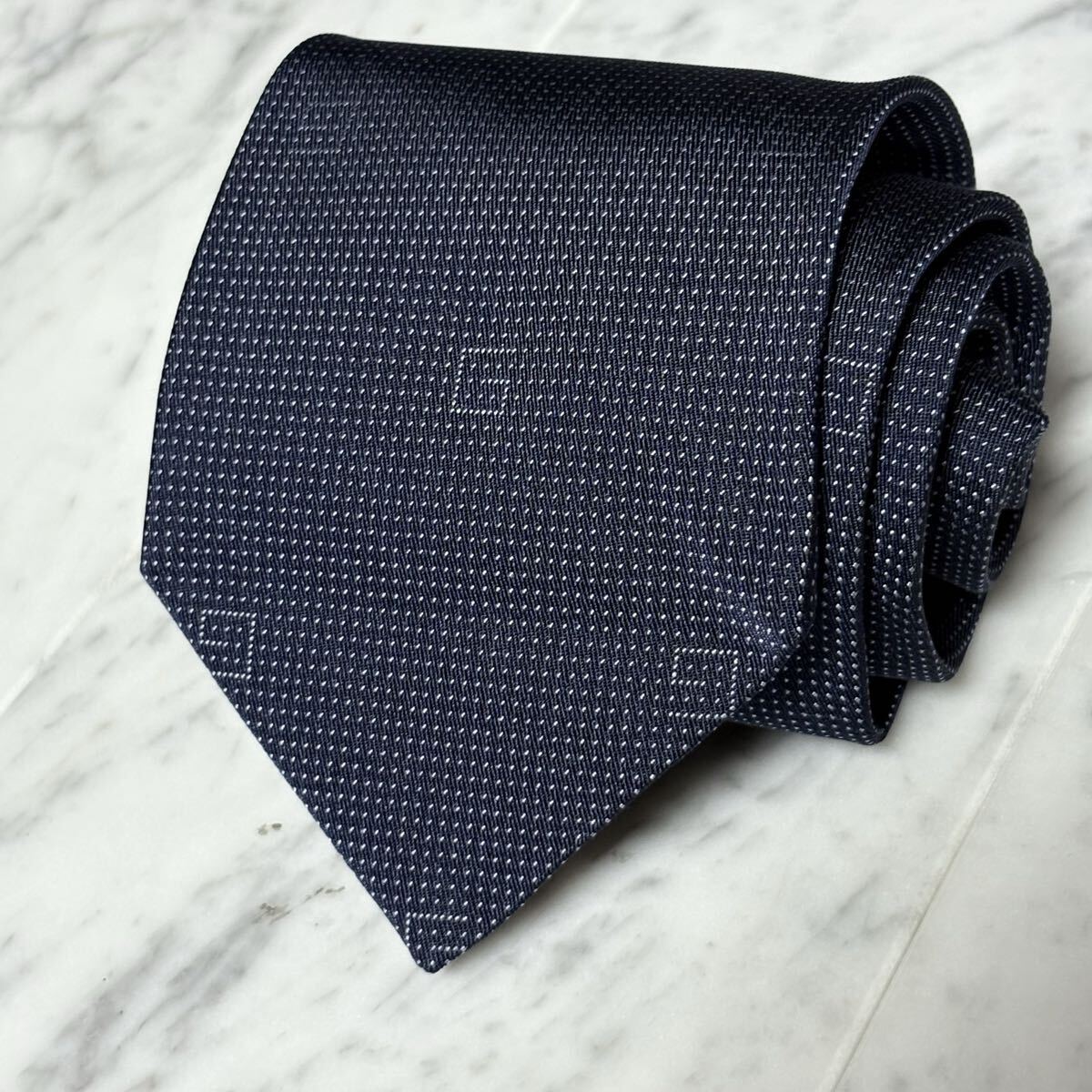 999円~ GUCCI ネクタイ ネイビー ロゴ柄 ドット柄 (B15)拍卖