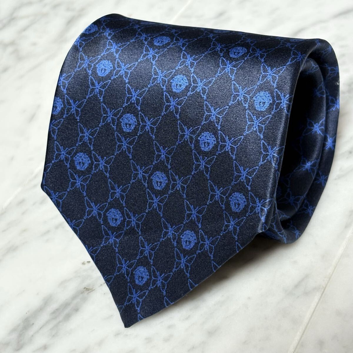 999円~ VERSACE ネクタイ ダークネイビー ブルー メデューサ (B14)拍卖