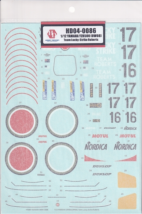 ホビーデザイン HD04-0086 1/12 ヤマハ YZR500(OW98) チーム ラッキーストライク デカール拍卖