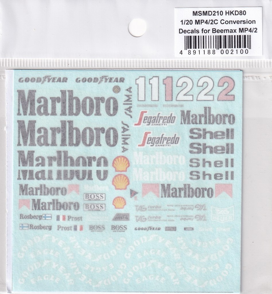 MSMクリエイション MSMD210 1/20 マクラーレン MP4/2C TAG 1986 フルスポンサーデカール (アオシマ対応)拍卖