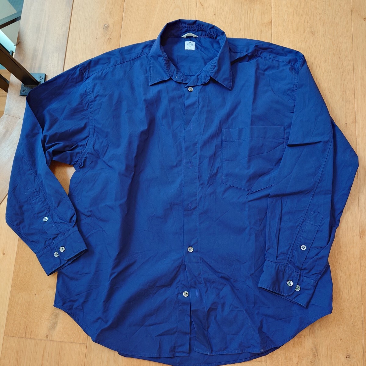 ★着用4回のみ/極上美品★ EDIFICE エディフィス THOMAS MASON トーマスメイソン オーバーサイズ レギュラーカラーシャツ М ネイビー系拍卖